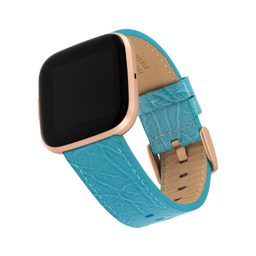 Light Blue Premium Croco Leather Band Compatible with the Fitbit Versa and Fitbit Versa 2