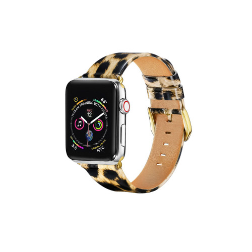 Unisex Leopard Patent Leather Replacement Band for Apple Watch, 42mm