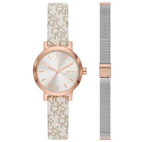 Women's Soho Three-Hand Stainless Steel and Mesh Strap Watch Set 28mm