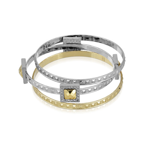 Gold-Tone and Silver-Tone 3 Piece Bangle Set