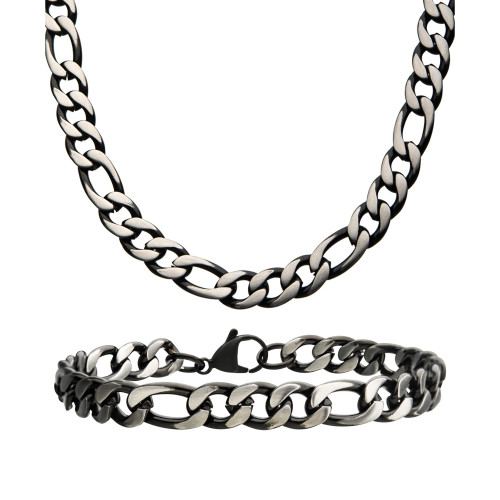 Figaro Link 8" Bracelet and 22" Necklace Set