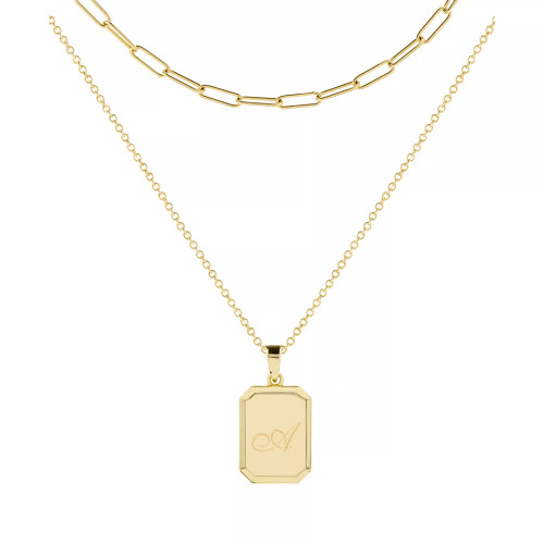 14K Gold Plated Willow Initial Layering Necklace Set