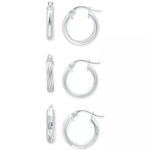 3-Pc. Set Small Hoop Earrings in Sterling Silver, 0.625", Created for Macy's