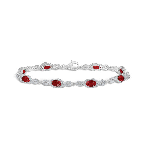 Garnet and White Topaz Bracelet (4-5/8 ct. t.w and 2 ct. t.w) in Sterling Silver