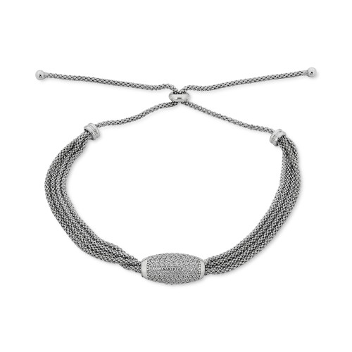 Diamond Pave Multi-Layer Bolo Bracelet (3/4 ct. t.w.) in Sterling Silver