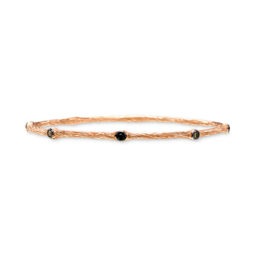 Blackberry Diamond (1/8 ct. t.w.) & Chocolate Diamond (1/20 ct. t.w.) Textured Bangle Bracelet in 14k Rose Gold