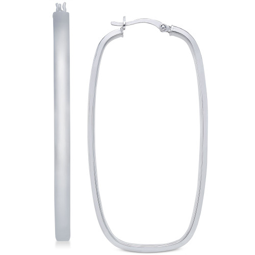 Large Rectangular Hoop Earrings in Sterling Silver