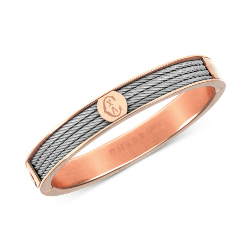 Two-Tone Bangle Bracelet in Stainless Steel and Rose Gold-Tone PVD Stainless Steel
