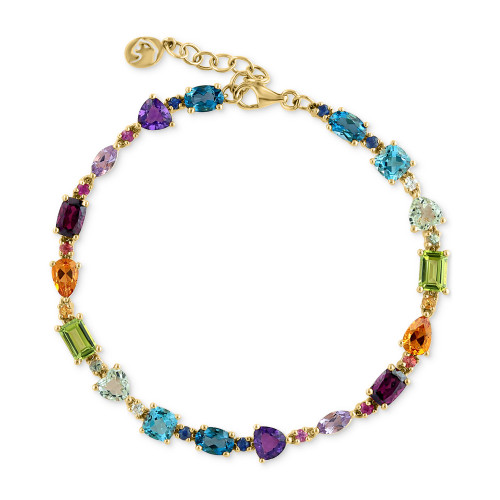 EFFY® Multi-Gemstone (9-1/2 ct. t.w.) & Diamond (1/20 ct. t.w.) Link Bracelet in 14k Gold