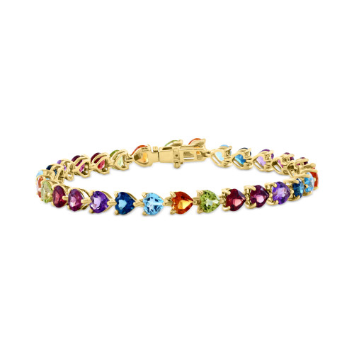 EFFY® Multi-Gemstone (15-1/10 ct. t.w.) Heart Link Bracelet in 14k Gold