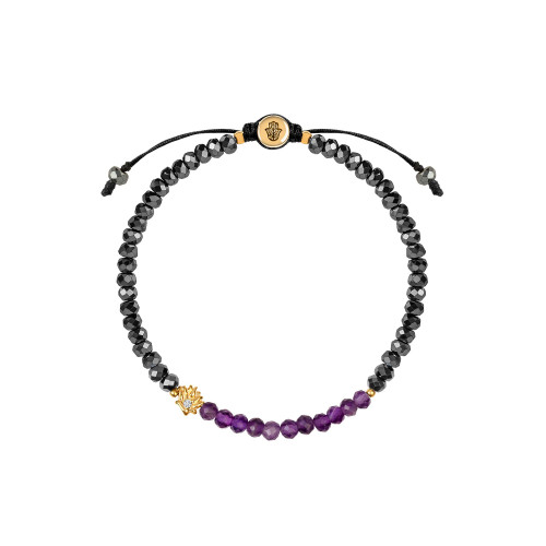 Blessed Equilibrium - Amethyst Lotus Hematite Health Bracelet