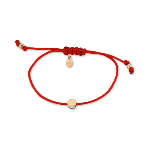 Diamond Accent Red Cord Fortune Bolo Bracelet in 14K Gold