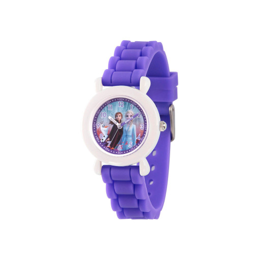 Disney Frozen 2 Elsa, Anna, Olaf Girl's White Plastic Time Teacher Watch 32mm