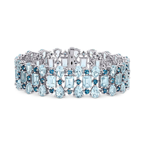 Blue Topaz Multirow Statement Bracelet (63-1/10 ct. t.w.) Inn Sterling Silver