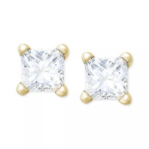 Princess-Cut Diamond Stud Earrings in 10k Yellow or White Gold (1/4 ct. t.w.)