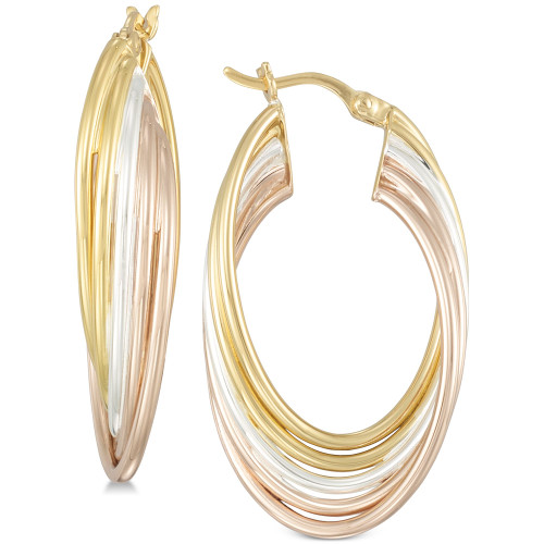 Tricolor Multi-Ring Hoop Earrings in Sterling Silver and 18k Gold & Rose Gold over Sterling Silver
