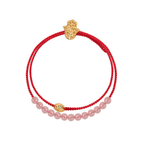 United in Love - Rose Quartz Evil Eye Red String Wrap