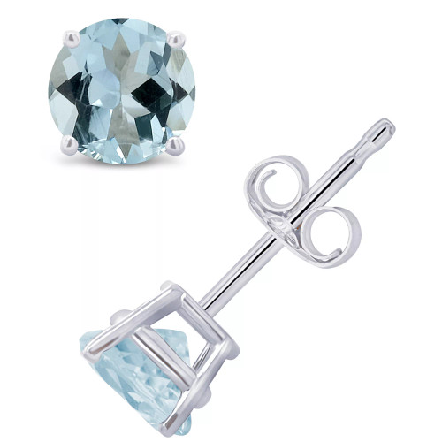 Aquamarine (3/4 ct. t.w.) Stud Earrings in 14K White or Yellow Gold