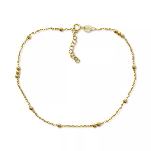 Polished Bead Ankle Bracelet in Sterling Silver