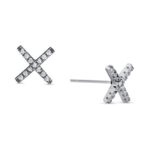 Cubic Zirconia Pavé X Stud Earrings in Sterling Silver, Created for Macy's