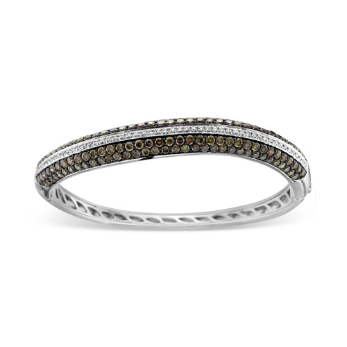 Chocolate Diamond (6-1/20 ct. t.w.) & Vanilla Diamond (3/8 ct. t.w.) Pavé Bangle Bracelet in 14k White Gold