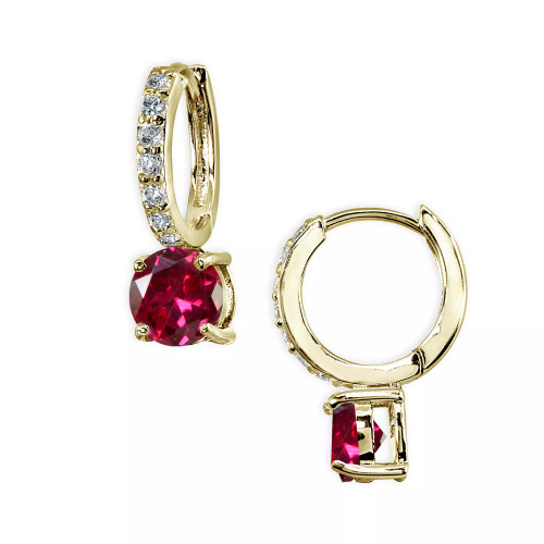 Colored Cubic Zirconia Huggie Hoop Earrings in 18k Gold Plated Sterling Silver