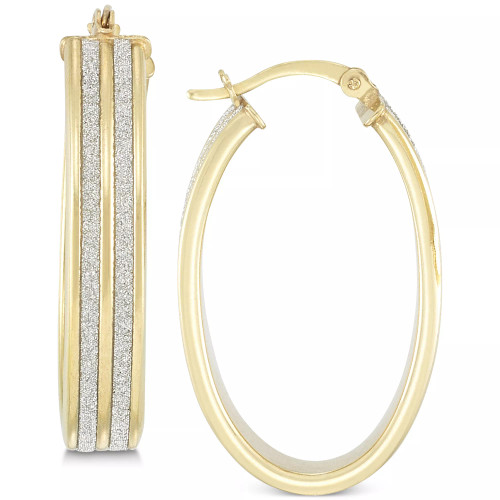Glitter Hoop Earrings in 18k Yellow Gold Over Sterling Silver or Sterling Silver