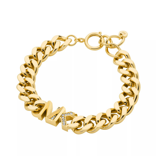 Women's Statement Link Bracelet 14K Gold Plated Brass with Clear Stones
