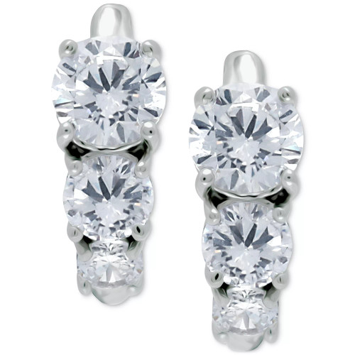 Cubic Zirconia Graduated Small Huggie Hoop Earrings, 0.625", Created for Macy's