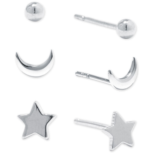 3-Pc. Set Celestial Stud Earrings in 18k Gold-Plated Sterling Silver, Created for Macy's (Also in Sterling Silver)