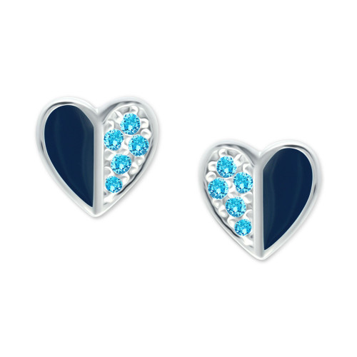 Cubic Zirconia & Enamel Heart Stud Earrings in Sterling Silver, Created for Macy's