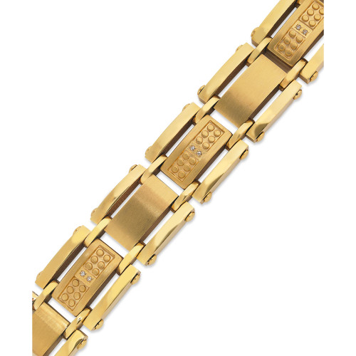 Men's Single-Cut Diamond Bracelet in Stainless Steel and Yellow Ion-Plated (1/10 ct. t.w.)