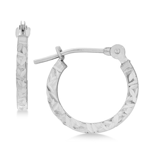 Children's Textured Hoop Earrings in 14k White Gold