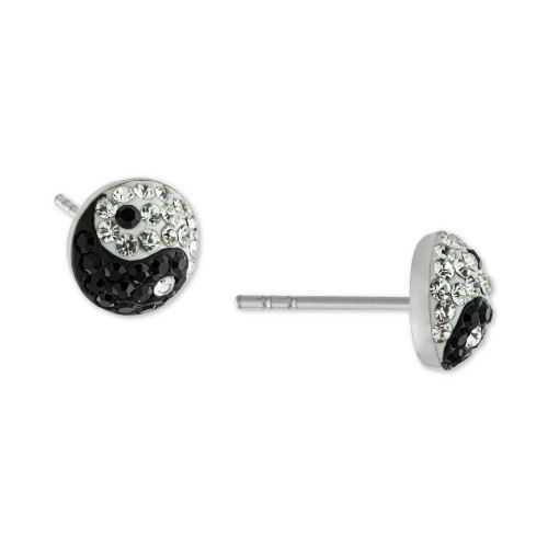 Crystal Yin Yang Stud Earrings in Sterling Silver, Created for Macy's