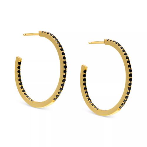 Black Spinel In & Out Medium Hoop Earrings (1-3/4 ct. t.w.) in 14k Gold-Plated Sterling Silver, 1.2" (Also in Lab-Created White Sapphire)