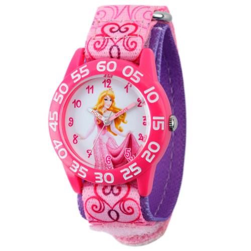 Disney Aurora Girls' Pink Plastic Time Teacher Watch