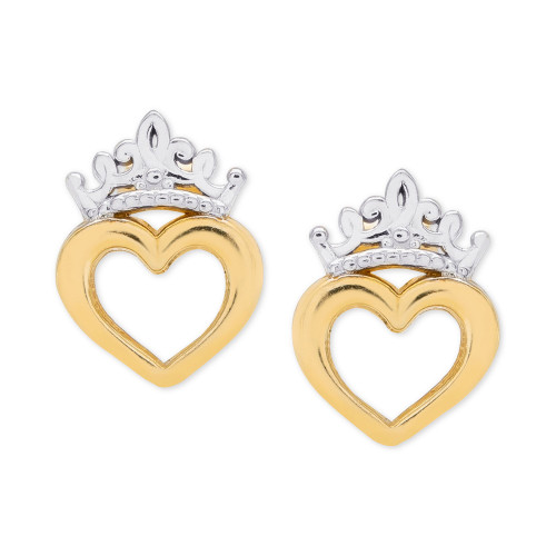 Children's Tiara Heart Stud Earrings in 14k Gold