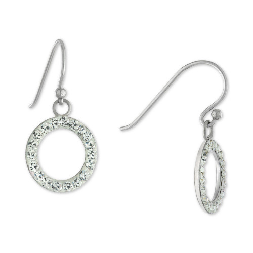 Crystal Circle Drop Earrings in Sterling Silver, Created for Macy's