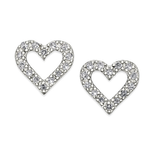 Diamond Heart Stud Earrings in Sterling Silver (1/10 ct. t.w.)