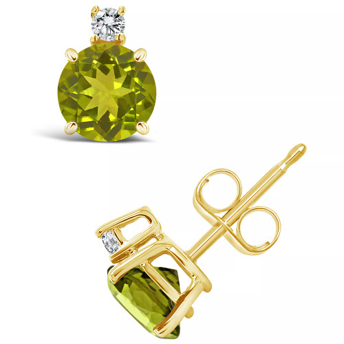 Peridot (1-1/10 ct. t.w.) and Diamond Accent Stud Earrings in 14K Yellow Gold
