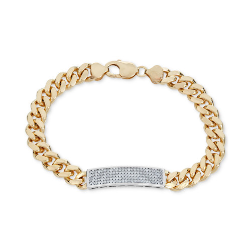 Men's Diamond (1 ct. t.w.) ID Bracelet in 14k Gold-Plated Sterling Silver