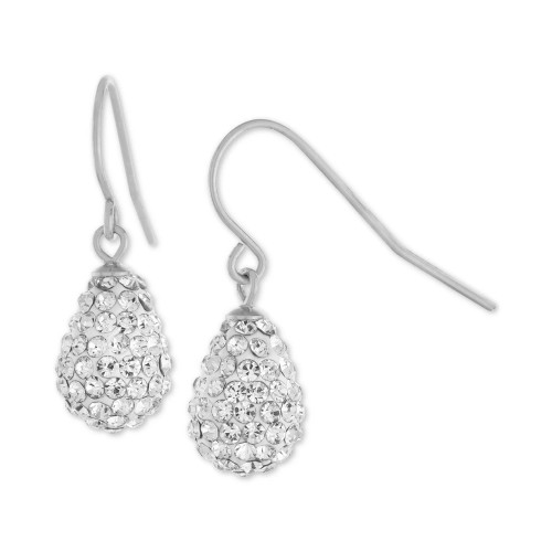Crystal Pavé Teardrop Drop Earrings in Sterling Silver, Created for Macy's