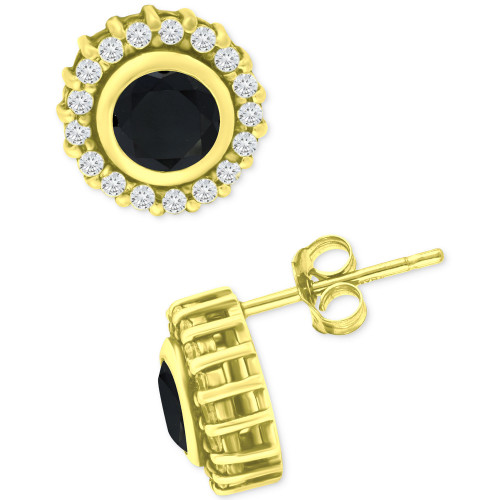 Black & White Cubic Zirconia Halo Stud Earrings in 18k Gold-Plated Sterling Silver, Created for Macy's