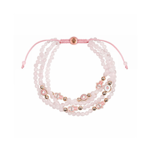 Gentle Soul - Rose Quartz Hamsa Evil Eye Charm Bracelet