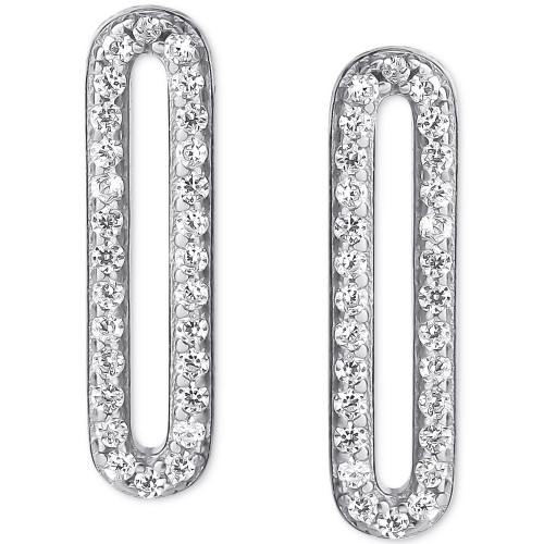 Cubic Zirconia Paperclip Link Stud Earrings, Created for Macy's