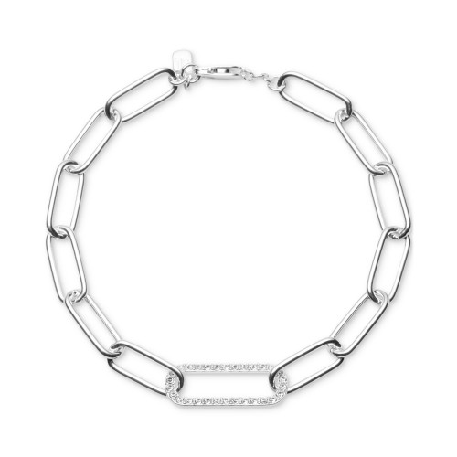 Crystal Pavé Open Link Chain Bracelet in Sterling Silver