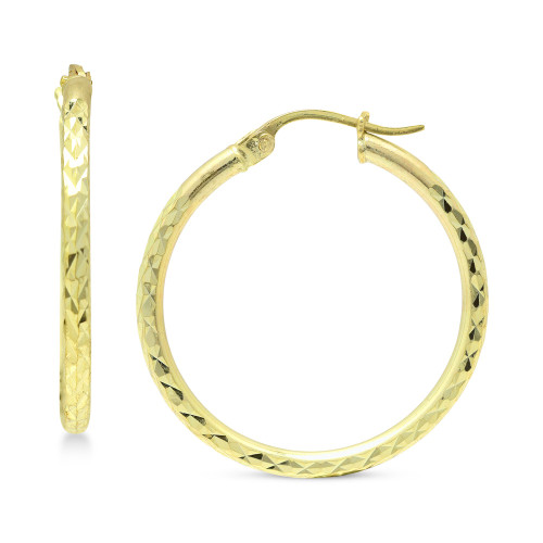 Small Textured Hoop Earrings in 18k Gold-Plated Sterling Silver, 3/4", Created for Macy's
