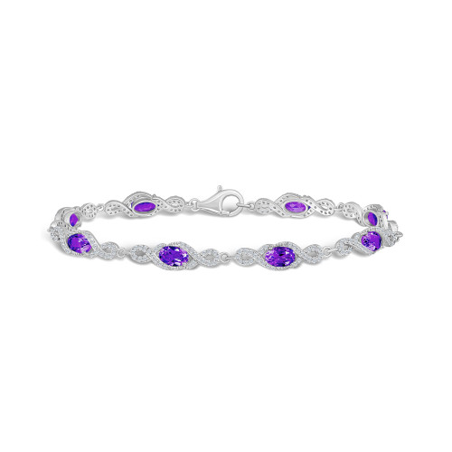 Amethyst and White Topaz Bracelet (3-5/8 ct. t.w and 2 ct. t.w) in Sterling Silver