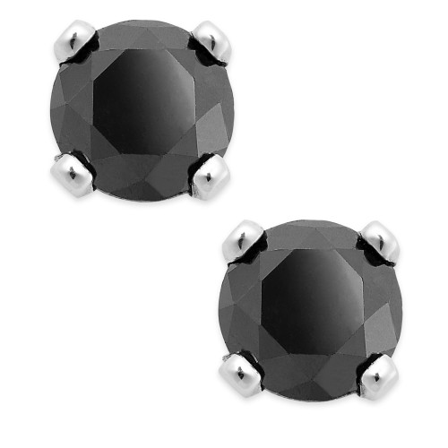 Black Diamond Round Stud Earrings in 10k White Gold (1/4 ct. t.w.)