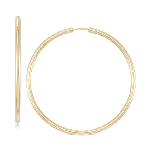 Medium Highly Polished Endless Hoop Earrings in 14k Gold,